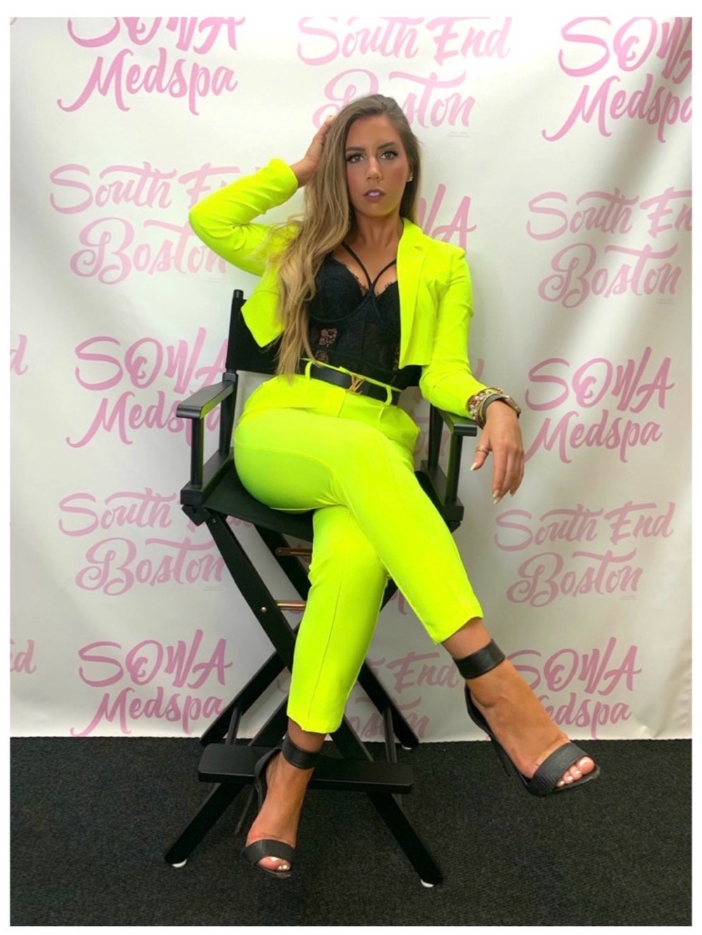 Oh Polly Neon Yellow Cropped Blazer & Matching Trousers